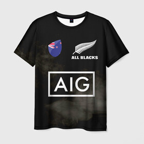 Мужская футболка 3D с принтом ALL BLACKS в Курске, 100% полиэфир | прямой крой, круглый вырез горловины, длина до линии бедер | all blacks | new zealandd | rugby | новая зеландия | олл блэкс | регби | хака