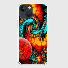 Чехол для iPhone 13 mini с принтом СТОЛКНОВЕНИЕ ПЛАНЕТ в Курске,  |  | abstract | abstraction | color | fractal | geometry | paitnt | polygon | polygonal | psy | абстракция | геометрия | краски | неоновые | полигоны | психоделика | фрактал