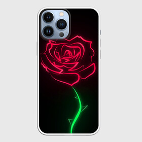 Чехол для iPhone 13 Pro Max с принтом Неоновая роза в Курске,  |  | Тематика изображения на принте: 8 марта | neon | rose | неон | роза