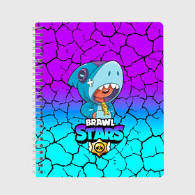 Тетрадь с принтом Brawl stars leon shark в Курске, 100% бумага | 48 листов, плотность листов — 60 г/м2, плотность картонной обложки — 250 г/м2. Листы скреплены сбоку удобной пружинной спиралью. Уголки страниц и обложки скругленные. Цвет линий — светло-серый
 | bea | bib | brawl stars | crow | el brown | leon | max | nita | sally leon | shark | акула | биа | биби | бравл старс | ворон | игра | леон | макс | нита | оборотень | салли леон | сэлли леон | шарк | эл браун