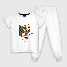 Детская пижама хлопок с принтом Кубик Рубика в Курске, 100% хлопок |  брюки и футболка прямого кроя, без карманов, на брюках мягкая резинка на поясе и по низу штанин
 | kubik rubika | головоломка | игра | куб | кубик рубика