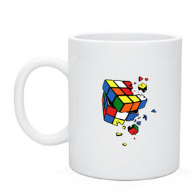 Кружка керамическая с принтом Кубик Рубика в Курске, керамика | объем — 330 мл, диаметр — 80 мм. Принт наносится на бока кружки, можно сделать два разных изображения | Тематика изображения на принте: kubik rubika | головоломка | игра | куб | кубик рубика