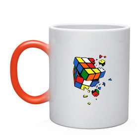 Кружка хамелеон с принтом Кубик Рубика в Курске, керамика | меняет цвет при нагревании, емкость 330 мл | Тематика изображения на принте: kubik rubika | головоломка | игра | куб | кубик рубика