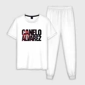 Мужская пижама хлопок с принтом Canelo Alvarez в Курске, 100% хлопок | брюки и футболка прямого кроя, без карманов, на брюках мягкая резинка на поясе и по низу штанин
 | Тематика изображения на принте: 