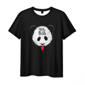 Мужская футболка 3D с принтом _Panda_ в Курске, 100% полиэфир | прямой крой, круглый вырез горловины, длина до линии бедер | color | have | hunter | panda | text | we | yes | австралия | арт | бе | высунула | глаза | голова | да | дикое | есть | животное | лбу | млекопитающее | на | надпись | нас | нос | охотник | панда | панды | показывает