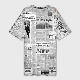Платье-футболка 3D с принтом Газета Newspaper в Курске,  |  | Тематика изображения на принте: america | americans | chicago | new york times | newspaper | newspapers | tribune | wahintgon post | американские | газета | газетная | газеты | из газет | модная | модный | сша | трибьют