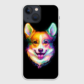 Чехол для iPhone 13 mini с принтом Корги в Курске,  |  | Тематика изображения на принте: animal | animals | corgi | dog | dogs | glitch | глитч | животные | звери | картинка | картинки | корги | ми | милота | милый | пес | прикольная | прикольные | собака | собачка