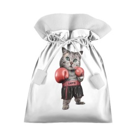 Подарочный 3D мешок с принтом Кот боксёр в Курске, 100% полиэстер | Размер: 29*39 см | Тематика изображения на принте: арт | животные | искусство | картинка | рисунок