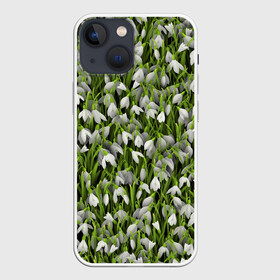 Чехол для iPhone 13 mini с принтом Подснежники в Курске,  |  | 8 марта | букет | весенний | весна | клумба | паттерн | подарок | подснежник | растение | цветочный | цветы. цветок