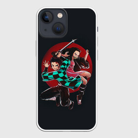 Чехол для iPhone 13 mini с принтом Тандзиро и Незуко Камадо в Курске,  |  | demon slayer | demon slayer: kimetsu no yaiba | kimetsu | kimetsu no yaiba | nezuko | shinobu | slayer | tanjiro | клинок рассекающий демонов | незуко | танджиро | шинобу кочо