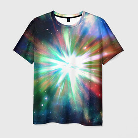 Мужская футболка 3D с принтом Космическая вспышка в Курске, 100% полиэфир | прямой крой, круглый вырез горловины, длина до линии бедер | Тематика изображения на принте: astronomy | астрономия | вселенная | вселенский | вспышка | вспышки | галактика | звезда | звёзды | космическая | космос | пространство | свет | светящиеся | светящийся | яркий | яркость