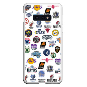 Чехол для Samsung S10E с принтом NBA Pattern в Курске, Силикон | Область печати: задняя сторона чехла, без боковых панелей | basketball | boston celtics | brooklyn nets | nba | new york knicks | philadel | toronto raptors | баскетбол | бостон селтикс | бруклин нетс | нба | нью йорк никс | спорт | торонто рэпторс | филадельфия 76ерс