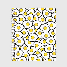Тетрадь с принтом Яички в Курске, 100% бумага | 48 листов, плотность листов — 60 г/м2, плотность картонной обложки — 250 г/м2. Листы скреплены сбоку удобной пружинной спиралью. Уголки страниц и обложки скругленные. Цвет линий — светло-серый
 | Тематика изображения на принте: breakfast | eggs | food | еда | завтрак | яичница | яйца