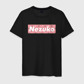 Мужская футболка хлопок с принтом NEZUKO в Курске, 100% хлопок | прямой крой, круглый вырез горловины, длина до линии бедер, слегка спущенное плечо. | Тематика изображения на принте: demon slayer | kimetsu no yaiba | nezuko | shinobu | slayer | tanjiro | zenitsu | гию томиока | зенитцу | иноске хашибира | клинок рассекающий демонов | незуко | танджиро | шинобу кочо