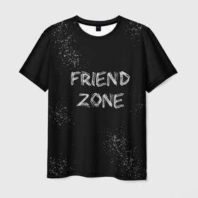 Мужская футболка 3D с принтом FRIEND ZONE в Курске, 100% полиэфир | прямой крой, круглый вырез горловины, длина до линии бедер | Тематика изображения на принте: friend | zone | белая | девушка | девушке | другу | друзья | звезды | зона | любимой | люблю | минимализм | надпись | не | отношения | парень | парню | подарок | подруге | подружке | просто | только | френд