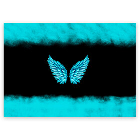 Поздравительная открытка с принтом Крылья Ангела в Курске, 100% бумага | плотность бумаги 280 г/м2, матовая, на обратной стороне линовка и место для марки
 | Тематика изображения на принте: angel | neon | ангел | дым | космос | крылья | небо | неон | неоновый | облака | перья | птица | свет | текстура | туман | яркий