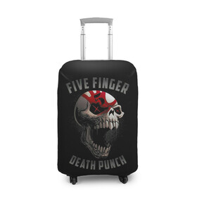 Чехол для чемодана 3D с принтом Five Finger Death Punch в Курске, 86% полиэфир, 14% спандекс | двустороннее нанесение принта, прорези для ручек и колес | 5fdp | death | ffdp | finger | five | five finger death punch | punch | грув метал