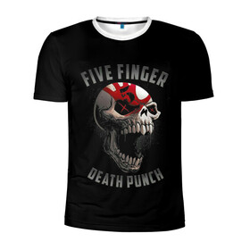 Мужская футболка 3D спортивная с принтом Five Finger Death Punch в Курске, 100% полиэстер с улучшенными характеристиками | приталенный силуэт, круглая горловина, широкие плечи, сужается к линии бедра | Тематика изображения на принте: 5fdp | death | ffdp | finger | five | five finger death punch | punch | грув метал