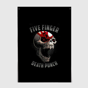 Постер с принтом Five Finger Death Punch в Курске, 100% бумага
 | бумага, плотность 150 мг. Матовая, но за счет высокого коэффициента гладкости имеет небольшой блеск и дает на свету блики, но в отличии от глянцевой бумаги не покрыта лаком | 5fdp | death | ffdp | finger | five | five finger death punch | punch | грув метал