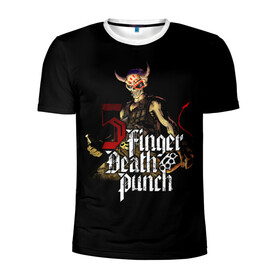 Мужская футболка 3D спортивная с принтом Five Finger Death Punch в Курске, 100% полиэстер с улучшенными характеристиками | приталенный силуэт, круглая горловина, широкие плечи, сужается к линии бедра | 5fdp | death | ffdp | finger | five | five finger death punch | punch | грув метал