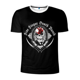 Мужская футболка 3D спортивная с принтом Five Finger Death Punch в Курске, 100% полиэстер с улучшенными характеристиками | приталенный силуэт, круглая горловина, широкие плечи, сужается к линии бедра | 5fdp | death | ffdp | finger | five | five finger death punch | punch | грув метал