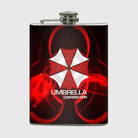 Фляга с принтом Umbrella Corp в Курске, металлический корпус | емкость 0,22 л, размер 125 х 94 мм. Виниловая наклейка запечатывается полностью | Тематика изображения на принте: biohazard | biohazard 7 | crocodile | fang | game | hand | monster | new umbrella | resident evil | resident evil 7 | umbrella | umbrella corp | umbrella corporation | zombie | обитель