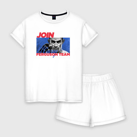 Женская пижама с шортиками хлопок с принтом Ferguson team в Курске, 100% хлопок | футболка прямого кроя, шорты свободные с широкой мягкой резинкой | el cucuy | ferguson | mma | tony ferguson | мма | тони фергюсон | фергюсон