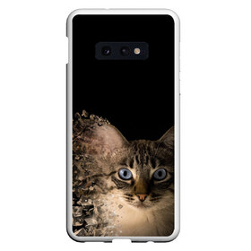 Чехол для Samsung S10E с принтом Disintegrating Cat в Курске, Силикон | Область печати: задняя сторона чехла, без боковых панелей | cat | азулес | атомный кот | голубоглазая кошка | голубоглазый кот | голубоглазый котик | кот | кот к | кот распадающийся на атомы | кот с голубыми глазами | котик | котэ | кошак | кошачий портрет