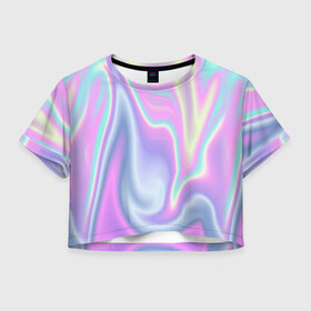 Женская футболка Crop-top 3D с принтом Vaporwave в Курске, 100% полиэстер | круглая горловина, длина футболки до линии талии, рукава с отворотами | abstraction | vaporwave | абстракция | узор