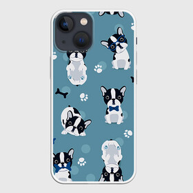 Чехол для iPhone 13 mini с принтом Собачки в Курске,  |  | Тематика изображения на принте: dog | dogs | забавная | играется | косточка | лапки | люблю | мордочка | мордочкой | собак | собаки | собачки