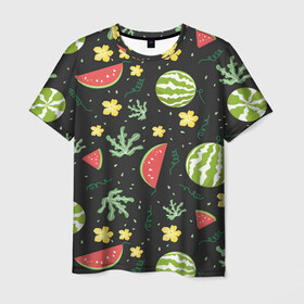 Мужская футболка 3D с принтом Арбузики в Курске, 100% полиэфир | прямой крой, круглый вырез горловины, длина до линии бедер | vegan | watermelon | арбуз | арбузом | арбузы | ботва | веган | зеленое | косточки | костояка | лето | полоса | полосы | с