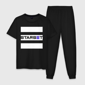 Мужская пижама хлопок с принтом Starset logo в Курске, 100% хлопок | брюки и футболка прямого кроя, без карманов, на брюках мягкая резинка на поясе и по низу штанин
 | logo | rock | starset | лого | рок | старсет