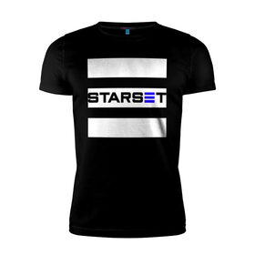 Мужская футболка хлопок Slim с принтом Starset logo в Курске, 92% хлопок, 8% лайкра | приталенный силуэт, круглый вырез ворота, длина до линии бедра, короткий рукав | Тематика изображения на принте: logo | rock | starset | лого | рок | старсет