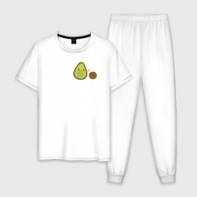 Мужская пижама хлопок с принтом Авокадо в Курске, 100% хлопок | брюки и футболка прямого кроя, без карманов, на брюках мягкая резинка на поясе и по низу штанин
 | avocado | vegan | vegetarian | авокадо | веган | вегетарианство