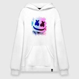 Худи SuperOversize хлопок с принтом MARSHMELLO в Курске, 70% хлопок, 30% полиэстер, мягкий начес внутри | карман-кенгуру, эластичная резинка на манжетах и по нижней кромке, двухслойный капюшон
 | america | dj | marshmello | smile | usa | америка | маршмелло | смайл | сша