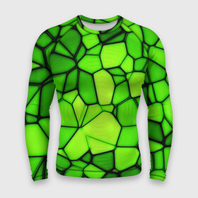 Мужской рашгард 3D с принтом Зеленая мозаика в Курске,  |  | зеленая мозаика | зелень | мозаика | мозаичный узор | текстура | узор мозаика