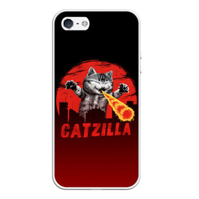 Чехол для iPhone 5/5S матовый с принтом CATZILLA в Курске, Силикон | Область печати: задняя сторона чехла, без боковых панелей | catzilla | годзилла | кот | котик | кошка | кэтзилла | мимими | прикол | прикольная