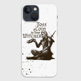 Чехол для iPhone 13 mini с принтом ВЕДЬМАКУ ЗАПЛАТИТЕ в Курске,  |  | geralt | the witcher | the witcher wild hunt | witcher | wolf | ведьмак | ведьмак 3 | волк | геральт | охотник