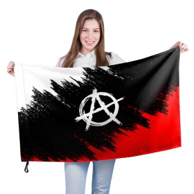 Флаг 3D с принтом АНАРХИЯ в Курске, 100% полиэстер | плотность ткани — 95 г/м2, размер — 67 х 109 см. Принт наносится с одной стороны | anarchy | riot | rock | анархия | бунт | знаки | музыка | панки | рок | символ