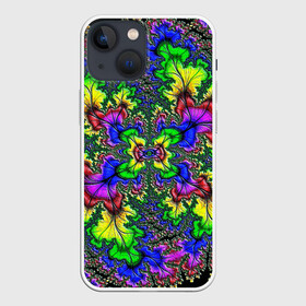 Чехол для iPhone 13 mini с принтом НЕОНОВЫЙ ЦВЕТОК в Курске,  |  | abstract | abstraction | color | fractal | geometry | paitnt | polygon | polygonal | psy | абстракция | геометрия | краски | неоновые | полигоны | психоделика | фрактал