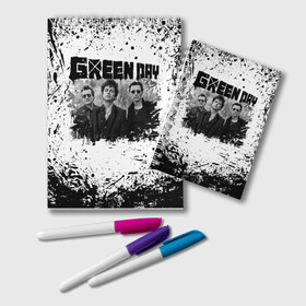 Блокнот с принтом GreenDay в Курске, 100% бумага | 48 листов, плотность листов — 60 г/м2, плотность картонной обложки — 250 г/м2. Листы скреплены удобной пружинной спиралью. Цвет линий — светло-серый
 | Тематика изображения на принте: billie joe armstrong | greenday | rock | альтернативный | билли джо армстронг | гриндей | зеленый день | майк дёрнт | музыка | панк рок | поп панк | рок | тре кул