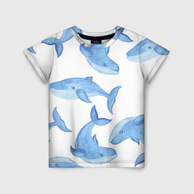 Детская футболка 3D с принтом Косяк китов в Курске, 100% гипоаллергенный полиэфир | прямой крой, круглый вырез горловины, длина до линии бедер, чуть спущенное плечо, ткань немного тянется | арт | карандашом | кит | киты | красками | море | моря | океан | океаны | под водой | рисунок