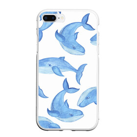 Чехол для iPhone 7Plus/8 Plus матовый с принтом Косяк китов в Курске, Силикон | Область печати: задняя сторона чехла, без боковых панелей | арт | карандашом | кит | киты | красками | море | моря | океан | океаны | под водой | рисунок