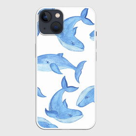 Чехол для iPhone 13 с принтом Косяк китов в Курске,  |  | арт | карандашом | кит | киты | красками | море | моря | океан | океаны | под водой | рисунок