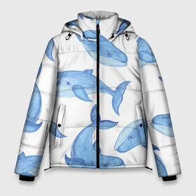 Мужская зимняя куртка 3D с принтом Косяк китов в Курске, верх — 100% полиэстер; подкладка — 100% полиэстер; утеплитель — 100% полиэстер | длина ниже бедра, свободный силуэт Оверсайз. Есть воротник-стойка, отстегивающийся капюшон и ветрозащитная планка. 

Боковые карманы с листочкой на кнопках и внутренний карман на молнии. | арт | карандашом | кит | киты | красками | море | моря | океан | океаны | под водой | рисунок