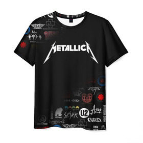 Мужская футболка 3D с принтом Metallica в Курске, 100% полиэфир | прямой крой, круглый вырез горловины, длина до линии бедер | james alan hetfield | джеймс хетфилд | кирк хэмметт | ларс ульрих | металлика | музыка | роберт трухильо | трэш метал | хеви метал
