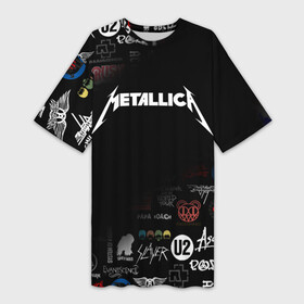 Платье-футболка 3D с принтом Metallica | Металлика (Z) в Курске,  |  | james alan hetfield | джеймс хетфилд | кирк хэмметт | ларс ульрих | металлика | музыка | роберт трухильо | трэш метал | хеви метал