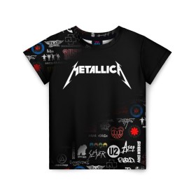 Детская футболка 3D с принтом Metallica в Курске, 100% гипоаллергенный полиэфир | прямой крой, круглый вырез горловины, длина до линии бедер, чуть спущенное плечо, ткань немного тянется | james alan hetfield | джеймс хетфилд | кирк хэмметт | ларс ульрих | металлика | музыка | роберт трухильо | трэш метал | хеви метал