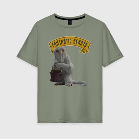 Женская футболка хлопок Oversize с принтом DEMIGUISE в Курске, 100% хлопок | свободный крой, круглый ворот, спущенный рукав, длина до линии бедер
 | fantastic beasts | jacob kowalski | newt scamander | niffler | queenie | tina | vdgerir
