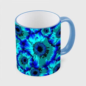Кружка с полной запечаткой с принтом Голубые хризантемы в Курске, керамика | ёмкость 330 мл | 8 марта | голубые хризантемы | голубые цветы | хризантемы | цветы